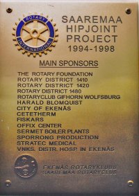 Minnesplakett med huvudsponsorer Minnesplakett med huvudsponsorer